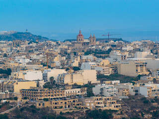 Fototapeta premium Aerial view of Xaghra townscape - Xaghra, Malta