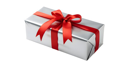 Obraz premium Gift box with red ribbon isolated on transparent background