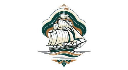 Sailing ship vector illustration on white © EBODA