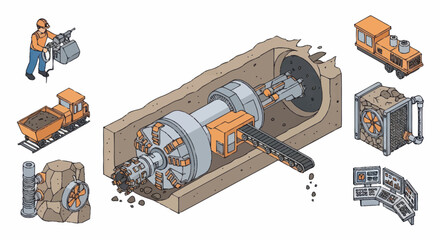 Tunnel Boring Machine Excavating Underground Rock Formation. © Joko