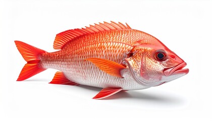 Fototapeta premium Vivid red fish on white, detailed fins and scales