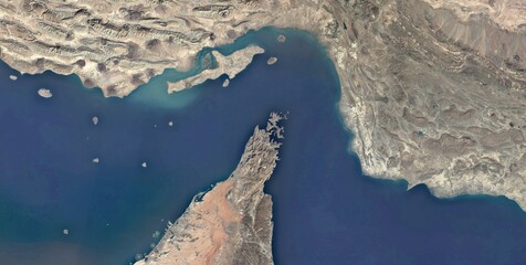 Plakat Aerial View of Strait of Hormuz Coastline, Iran