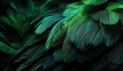 Obraz premium Emerald green feathers showcasing soft texture and layered arrangement
