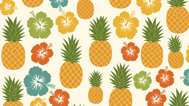 Tropical Pineapple Hibiscus Pattern - Summer Vacation & Luau Party Decor