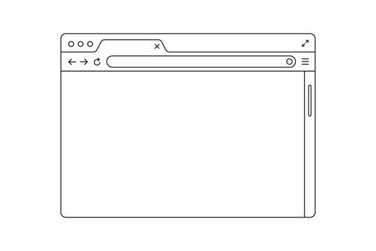 Web browser window outline illustration with tab, address bar, and scroll bar interface