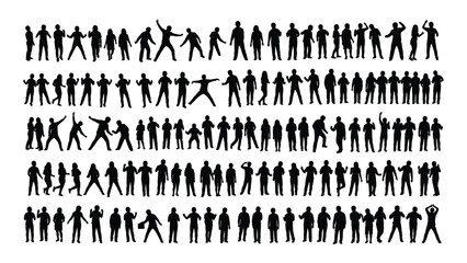 Naklejka premium A group of people in various poses and actions