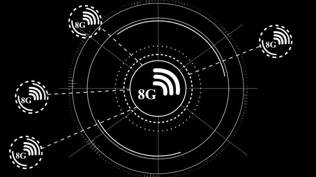 high speed 8 G symbols appears. 4K animation concept. 4K animation video.