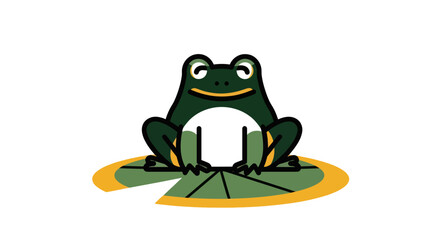 Fototapeta premium Cartoon frog on lily pad illustration isolated on white background