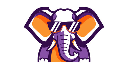 Naklejka premium Cartoon elephant wearing sunglasses isolated on white background