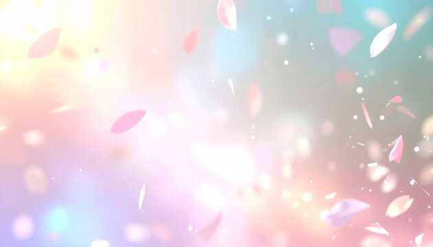 パステルトーンの背景と舞い散る桜の花びら