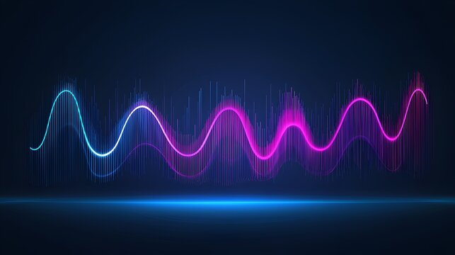 Colorful Digital Audio Waveform and Sound Equalizer Pulse, Musical Frequency and Technology Signal Visualization for Sound Design