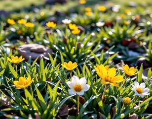 Fototapeta premium Morning Light Vibrant Wildflower Meadow