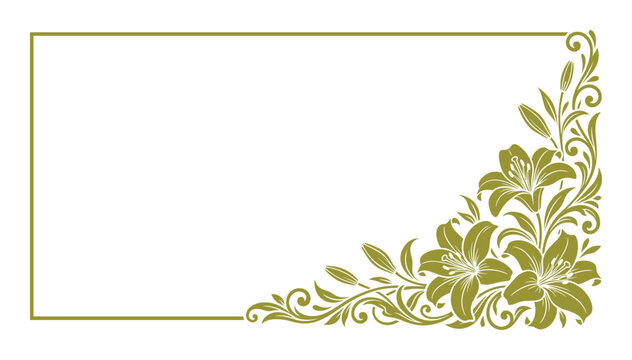 Floral lily corner ornament and rectangular border decoration
