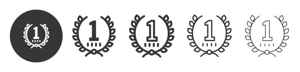 First Place Laurel Wreath thin line and solid icon. Multi series icon. Web minimal icon