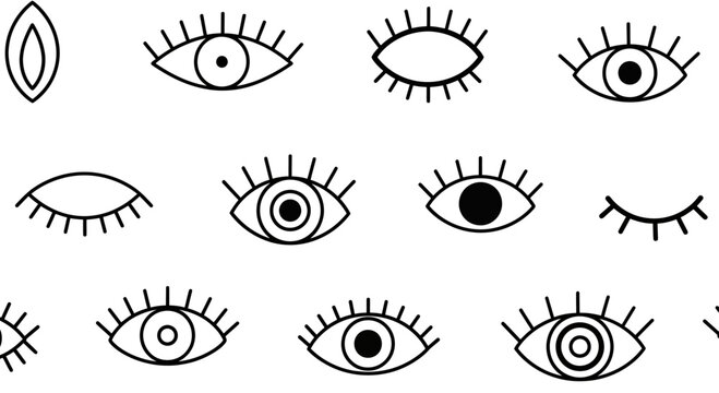 Evil eye symbol pattern, mystical esoteric design element, spiritual protection.