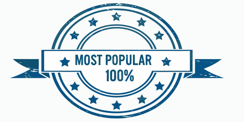 Blue oval stamp with stars and a most popular ribbon © Raben