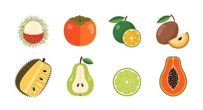 Various colorful tropical fruits isolated