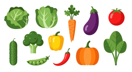 Fototapeta premium Vegetable assortment on white background