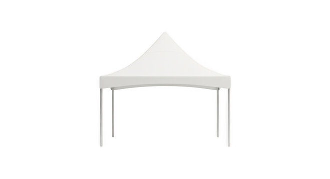 Modern white pyramid shaped canopy tent with sturdy metal frame offering versatile outdoor shelter and shade for events markets and recreational activities isolated on a clean