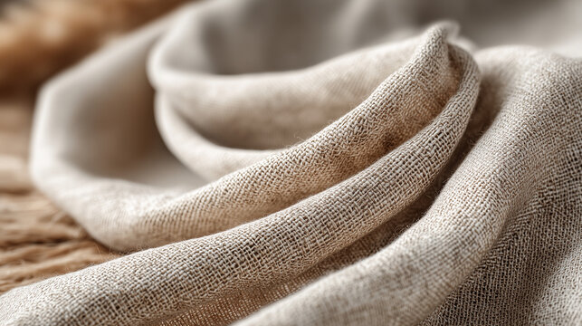 Natural Linen Fabric Texture with Soft Drapes and Folds