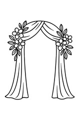 Wedding Arch with Flowers Line Art Illustration