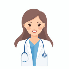 Fototapeta premium Smiling female doctor with stethoscope. Healthcare professional illustration.