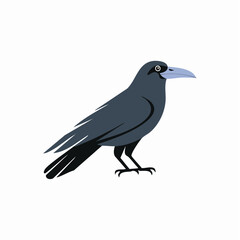 Fototapeta premium Cartoon raven illustration, simple design of a black bird in profile
