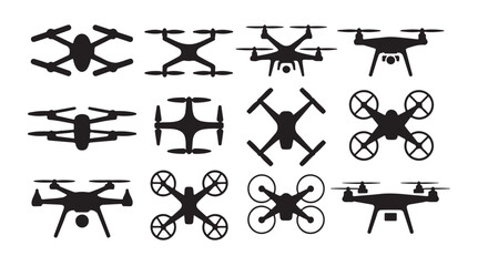 Drone quadcopter uav vector icon set for aerial photography and video shooting © MD.RAHIM