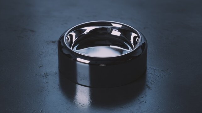 Polished chrome ashtray reflecting distorted images