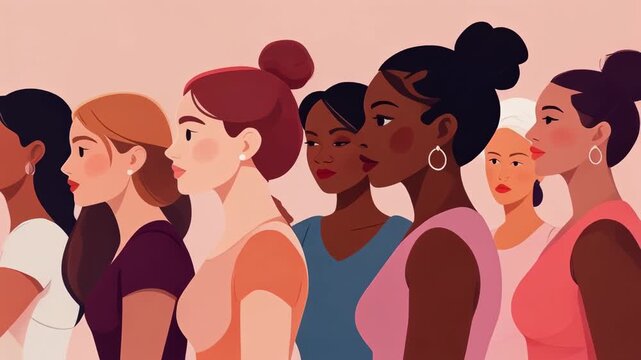 Diverse group of confident women standing together representing empowerment unity and strength