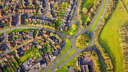 Drone aerial of Field Head village and suburban housing, Leicestershire UK © alexey_fedoren