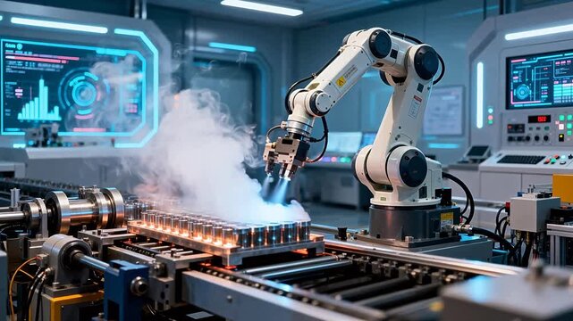 Industrial robotic arm in manufacturing