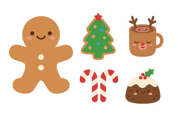 Fototapeta premium Sweet Christmas Treats Set with Gingerbread Man and Holiday Dessert