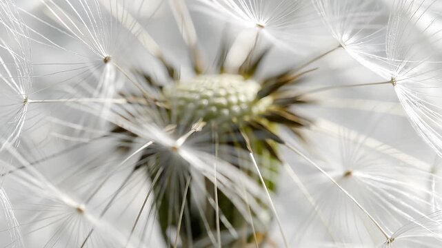 Close up of delicate white dandelion seed head in nature
