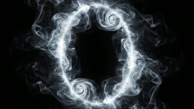 Mysterious Smoke Swirls Forming Abstract Circle Frame - Ethereal Wisps Dance