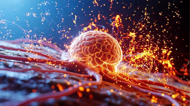 Illustration of a glowing brain with neural connections