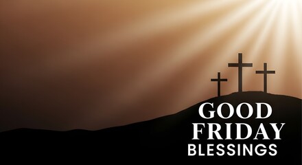 good friday background with crosses and sunlight rays