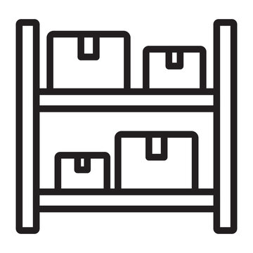 Storage racks or shelves containing multiple boxes representing stock control and warehouse inventory