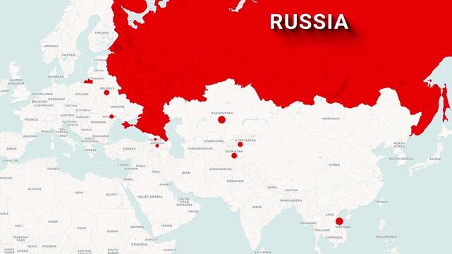 Global Map Animation Showing Russian Military Bases Around the World