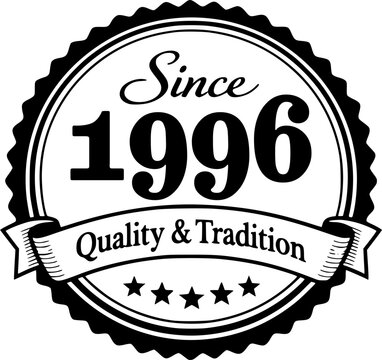 Vintage &ldquo;Since 1996&rdquo; Heritage Quality Badge