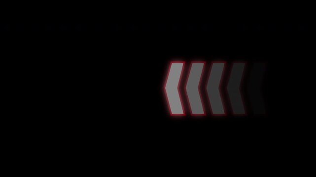 Left directional arrow loop animation on transparent Background, animated looping swipe left red line arrow pointing. 4K footage