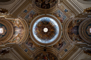 Obraz premium Painted dome ceiling of Basilica of the Visitation - Gharb, Malta