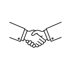 Fototapeta premium Business handshake line icon partnership and agreement symbol.