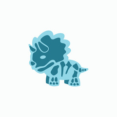 Cute triceratops skeleton fossil cartoon vector illustration, blue dinosaur bone character for kids design © rochmuch