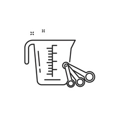 Measuring cup and spoons line art icon for cooking and baking.