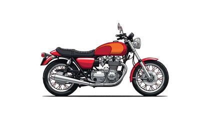 Obraz premium Red and orange vintage style motorcycle is isolated on a pure white background for easy graphic placement.