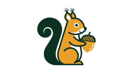 Cartoon squirrel holding acorn illustration isolated on white background © Sastro