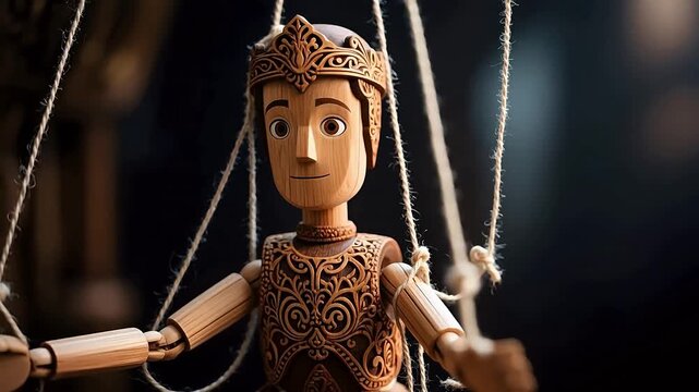 Wooden puppet with ornate design
