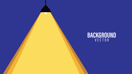 Yellow spotlight shines down from a black fixture. Deep blue background provides strong contrast. Clean lines define geometric shapes. White text reads "BACKGROUND VECTOR" on right © rochmuch