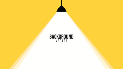 Bright spotlight beams down from above. Yellow background creates vivid contrast. Text reads "BACKGROUND VECTOR" in clean font. Minimalist design suits presentations or ads © rochmuch